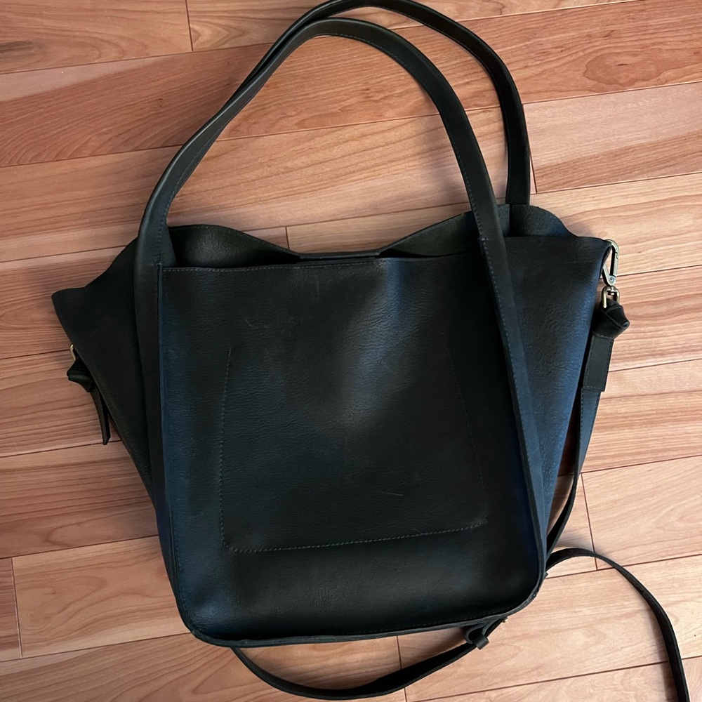 Madewell The Sydney Black Leather Tote Bag